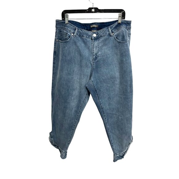 Kate and Mallory Womens Cropped Distressed Denim Jeans SZ 18W - Picture 1 of 9